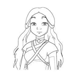 Katara with long flowing hair coloring page