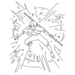 Aang using airbending powers coloring page