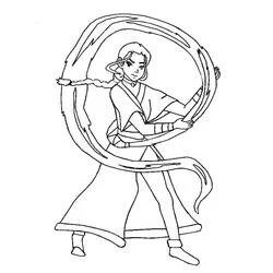 Katara bending water into a spiral coloring page