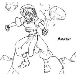 Toph Beifong in earthbending stance coloring page