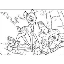 Bambi talking with the rabbits coloring page