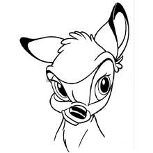 Bambi close-up portrait with big eyes coloring page