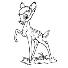Bambi standing on the grass coloring page