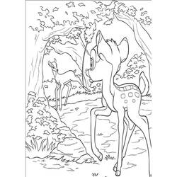 Bambi looking back at another young deer coloring page