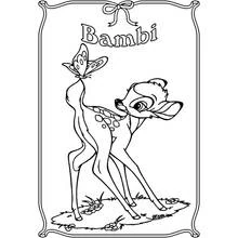 Bambi with a butterfly on his tail coloring page