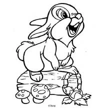 Thumper laughing on a log coloring page