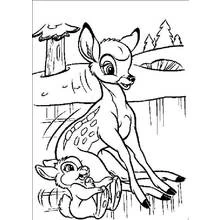Bambi and Thumper playing together coloring page