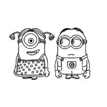 Minion with handbag and pigtails coloring page