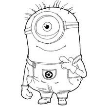 Minion with one eye and goggle strap coloring page
