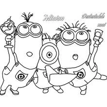 Minions celebrating together coloring page