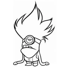 Evil Minion with wild flame-like hair coloring page