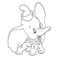Dumbo sitting with ears raised coloring page