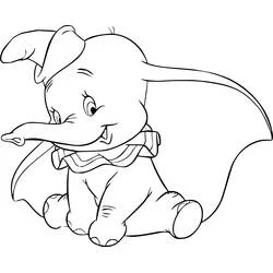 Dumbo sitting with a striped collar coloring page