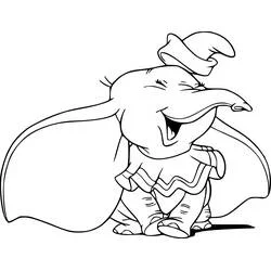 Dumbo laughing with ears wide open coloring page