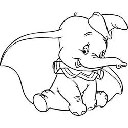 Dumbo sitting with big ears spread coloring page