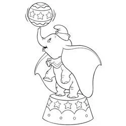 Dumbo balancing a ball on a circus pedestal coloring page