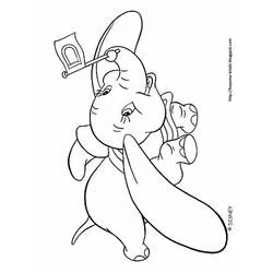 Dumbo balancing a small pole on his ear coloring page