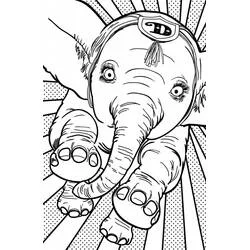Dumbo flying toward the viewer coloring page