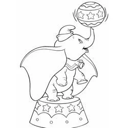 Dumbo balancing a ball on his trunk coloring page