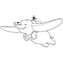 Dumbo flying with Timothy Mouse on his back coloring page