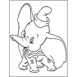 Dumbo standing with trunk raised coloring page