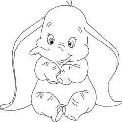 Dumbo sitting with big ears coloring page