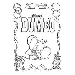 Dumbo circus poster with clown and ringmaster coloring page