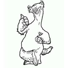 Sid the Sloth giving a thumbs up coloring page