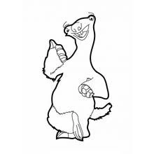 Sid the Sloth waving cheerfully coloring page