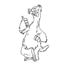 Sid the Sloth giving a thumbs up coloring page