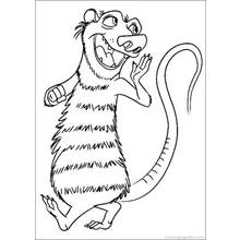 Scrat standing on hind legs with a big grin coloring page