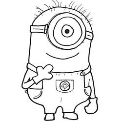 Minion smiling with one hand raised coloring page