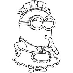 Minion dressed as a maid coloring page