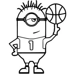 Minion balancing a basketball on his finger coloring page