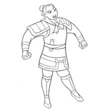 Mulan dressed as a soldier coloring page