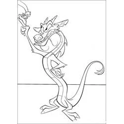 Mushu and Cri-Kee striking a pose coloring page