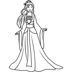 Mulan wearing a traditional robe coloring page