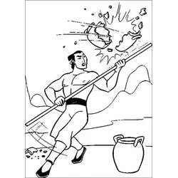 Li Shang training with a wooden pole coloring page