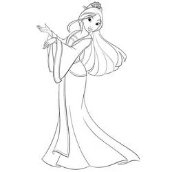Mulan wearing a traditional robe coloring page