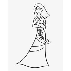 Mulan standing with arms crossed coloring page