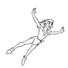 Peter Pan flying through the air coloring page