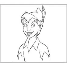 Peter Pan smiling with his feathered hat coloring page