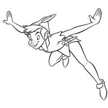 Peter Pan flying with arms outstretched coloring page