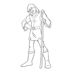 Sir Lionel standing with his staff coloring page