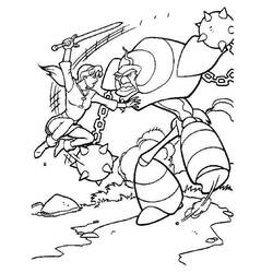 Excalibur, l'épée magique en action contre un dragon coloring page