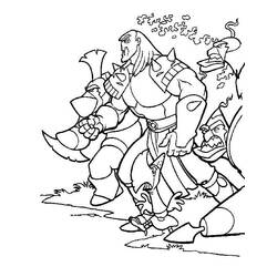 Warrior marching with armored soldiers coloring page