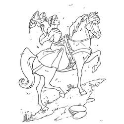 Kayley riding her horse with a falcon coloring page