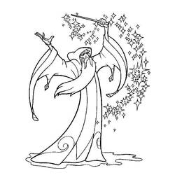 Merlin casting magic with his wand coloring page