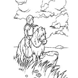 Kayley riding her horse coloring page