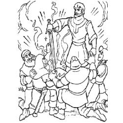 King Arthur holding the sword of Camelot coloring page